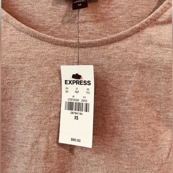 NWT! Express Tan T-Shirt Shift Dress w/ Shoulder Pads - Picture 3 of 4